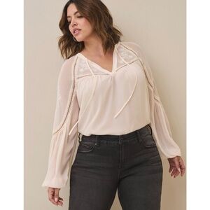 TORRID | Crinkle Chiffon Embroidered Floral Cottagecore Fairy Peasant Top Sz. 4x